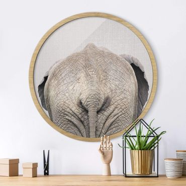 Rundes Gerahmtes Bild - Elefant von hinten