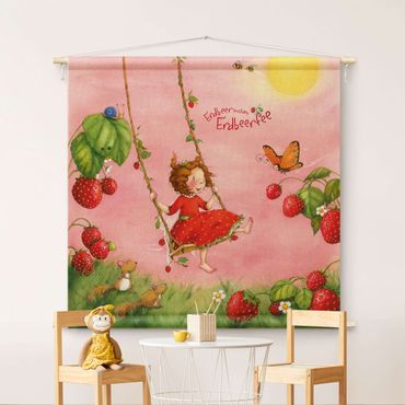 Wandteppich - Erdbeerinchen Erdbeerfee - Baumschaukel - Quadrat 1:1