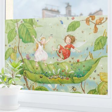 Fensterfolie - Sichtschutz - Erdbeerinchen Erdbeerfee - Trampolin - Fensterbilder