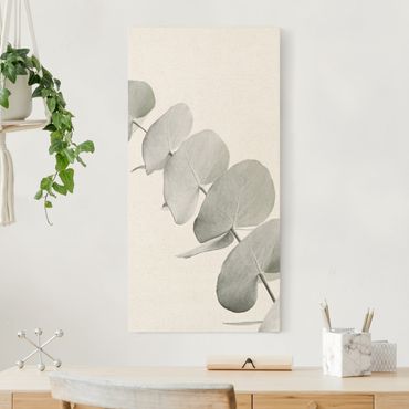 Leinwandbild Natur - Eukalyptuszweig im Weißen Licht - Hochformat 1:2