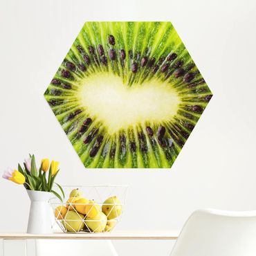 Hexagon Bild Alu-Dibond - Kiwi Heart