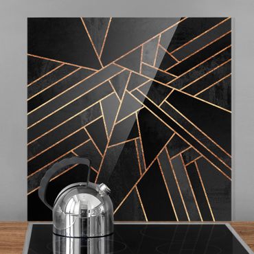 Glas Spritzschutz - Schwarze Dreiecke Gold - Quadrat - 1:1