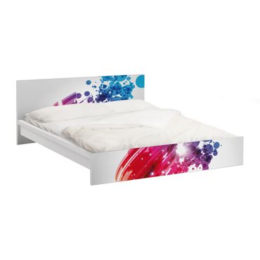Möbelfolie für IKEA Malm Bett niedrig 140x200cm - Klebefolie Rainbow Wave and Bubbles