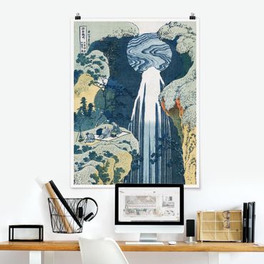 Poster - Katsushika Hokusai - Der Wasserfall von Amida - Hochformat 3:4