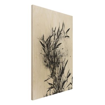Holzbild - Grafische Pflanzenwelt - Schwarzer Bambus - Hochformat 3:2