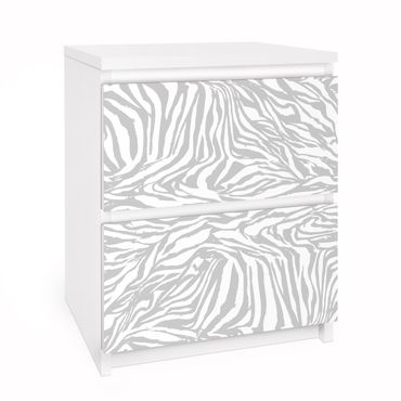 Möbelfolie für IKEA Malm Kommode - Selbstklebefolie Zebra Design Hellgrau