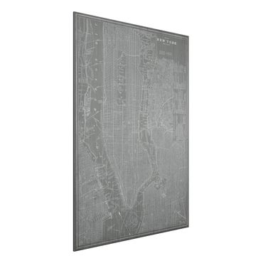 Aluminium Print gebürstet - Vintage Stadtplan New York Manhattan - Hochformat 4:3