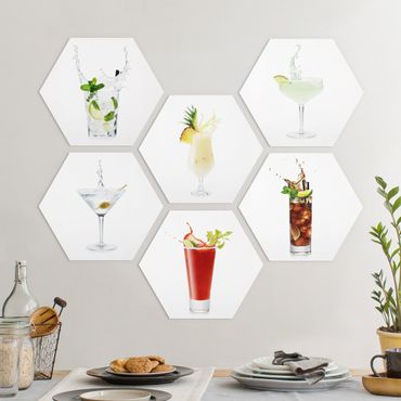 Hexagon Bild Forex 6-teilig - Cocktail Splash Set II