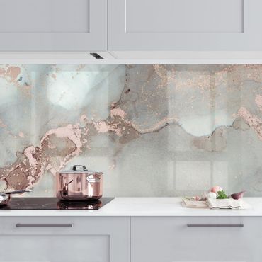 Küchenrückwand - Farbexperimente Marmor Pastell und Gold