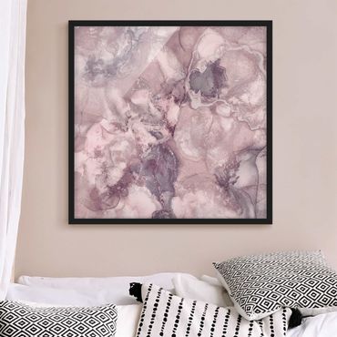 Bild mit Rahmen - Farbexperimente Marmor Violett - Quadrat