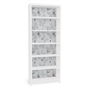 Möbelfolie für IKEA Billy Regal - Klebefolie Schmetterlinge Monochrom