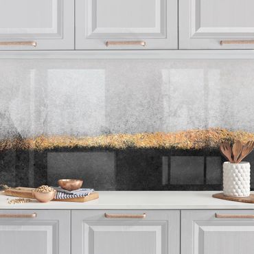 Küchenrückwand - Abstrakter Goldener Horizont Schwarz Weiß
