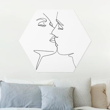 Hexagon Bild Forex - Line Art Kuss Gesichter Schwarz Weiß