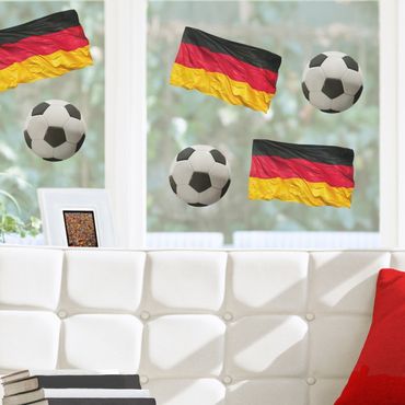 Fensterfolie - Fenstersticker Deutschlandfahne und Ball Sticker Set - Fensterbilder