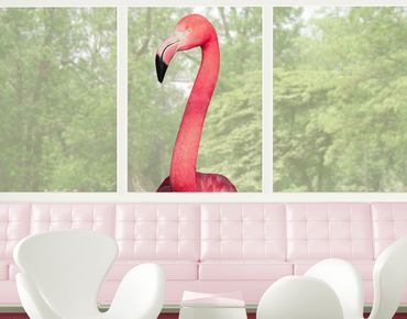 Fensterfolie - Fenstersticker No.YK22 Neugieriger Flamingo - Fensterbilder