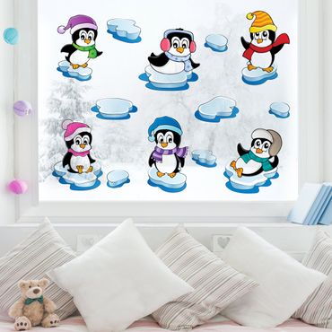 Fensterfolie - Fenstersticker - Pinguin Winter Set