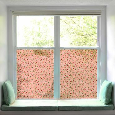 Fensterfolie Sichtschutz - Erdbeerinchen Erdbeerfee - Erdbeerblüten - Fensterbild