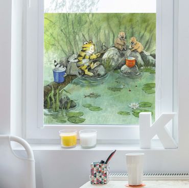 Fensterfolie Sichtschutz - Kleiner Tiger - Beim Angeln - Fensterbild