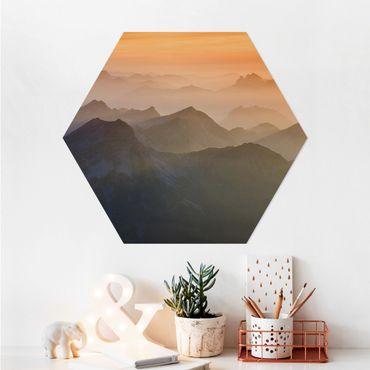 Hexagon Bild Alu-Dibond - Blick von der Zugspitze