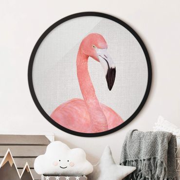 Rundes Gerahmtes Bild - Flamingo Fabian