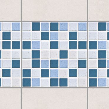 Fliesen Bordüre - Mosaikfliesen Blau Grau 15x15cm - Fliesensticker Set