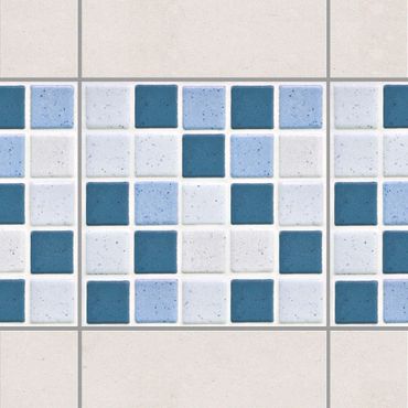 Fliesen Bordüre - Mosaikfliesen Blau Grau 10x10 cm - Fliesensticker Set