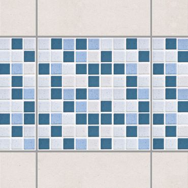 Fliesen Bordüre - Mosaikfliesen Blau Grau 20x20cm - Fliesensticker Set