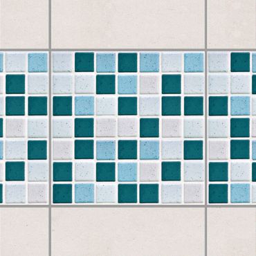 Fliesen Bordüre - Mosaikfliesen Türkis Blau 15x15cm - Fliesensticker Set