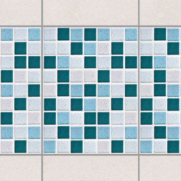 Fliesen Bordüre - Mosaikfliesen Türkis Blau 15x20 - Fliesensticker Set