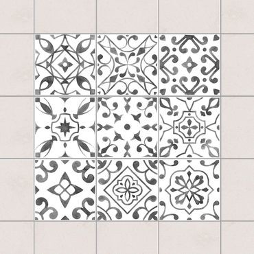 Fliesenaufkleber - Muster Grau Weiß Set