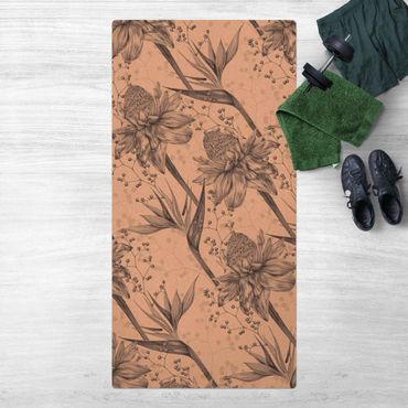 Kork-Teppich - Florale Eleganz Vintagebeeren - Hochformat 1:2