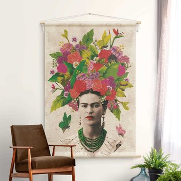 Wandteppich - Frida Kahlo - Blumenportrait - Hochformat 2:3