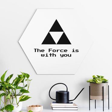 Hexagon-Alu-Dibond Bild - Gaming Symbol The Force is with You in Schwarz