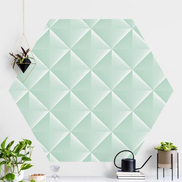 Hexagon Mustertapete selbstklebend - Geometrisches 3D Rauten Muster in Mint