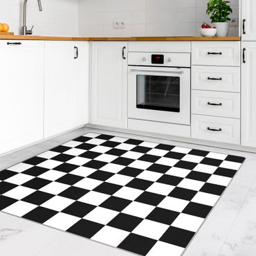 Teppich - Geometrisches Muster Schachbrett Schwarz Weiß