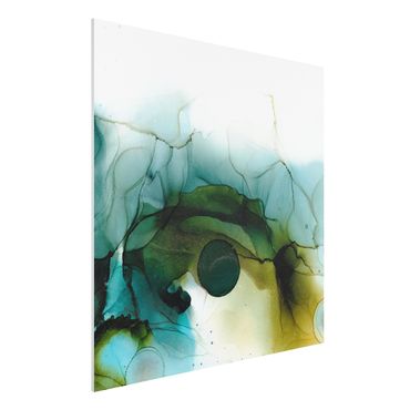 Forex Fine Art Print - Goldener Waldspaziergang - Quadrat 1:1