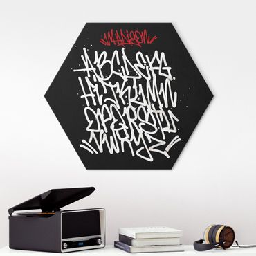 Hexagon-Alu-Dibond Bild - Graffiti Art Alphabet