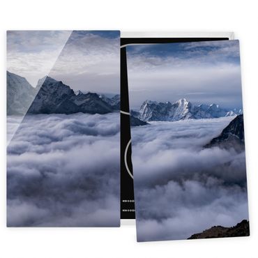 Herdabdeckplatte Glas - Wolkenmeer im Himalaya - 52x60cm