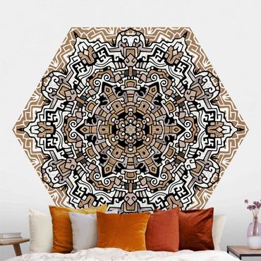 Hexagon Mustertapete selbstklebend - Hexagonales Mandala mit Details