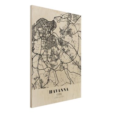Holzbild -Stadtplan Havanna - Klassik- Hochformat 3:4