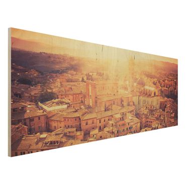 Holz Wandbild - Fiery Siena - Panorama Quer