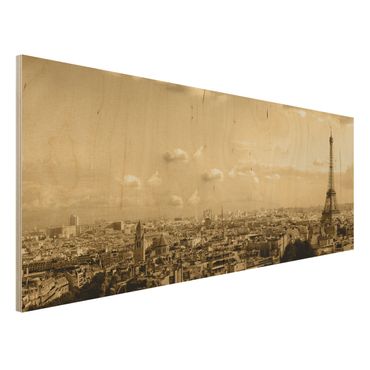 Holzbild - I Love Paris - Panorama Quer