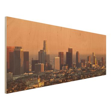 Holzbild - Skyline of Los Angeles - Panorama Quer