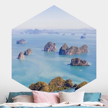 Hexagon Fototapete selbstklebend - Inseln im Meer