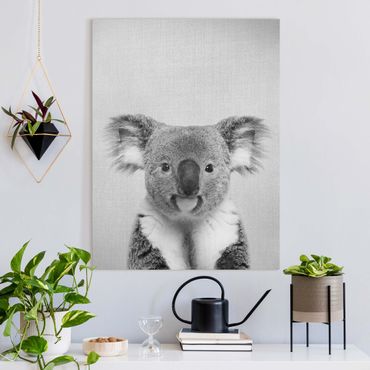 Leinwandbild - Koala Klaus Schwarz Weiß - Hochformat 3:4