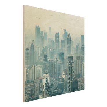 Holzbild - Kühles Shanghai - Quadrat
