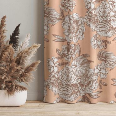 Vorhang - Kupferstich Blütenbouquet