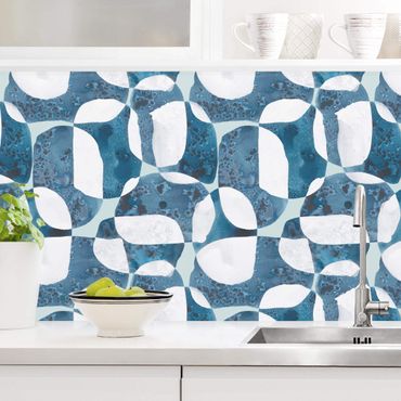 Küchenrückwand - Lebende Steine Muster in Blau II