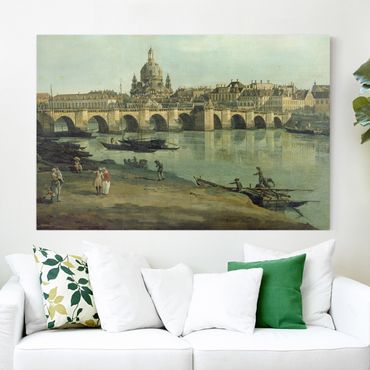 Leinwandbild - Bernardo Bellotto - Dresden vom rechten Elbufer unterhalb der Augustusbrücke - Quer 3:2