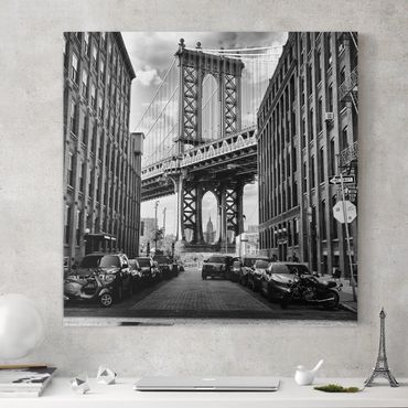 Leinwandbild - Manhattan Bridge in America - Quadrat 1:1